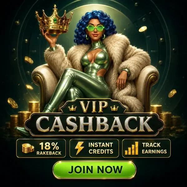 VIP-Cashback-Schatzhüter hält goldene Krone am eleganten Bonusportal