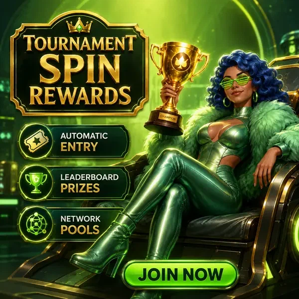 Vault Keeper hält goldene Trophäe und feiert Tournament Spin Rewards Freispiel-Sieg